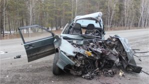 Жесткое лобовое ДТП «ВАЗа» и «Камаза» в Кургане, водитель погиб